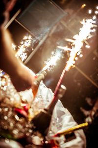 Close-up of woman in dark