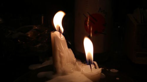 Close-up of lit candle