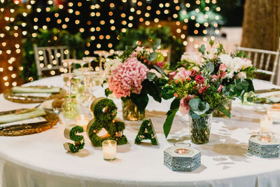 Close-up of flower vase on table