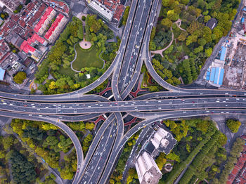 High angle view of city street