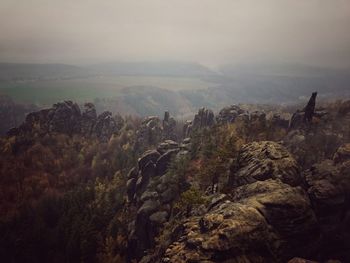 Scenic view of rocky mountains against sky