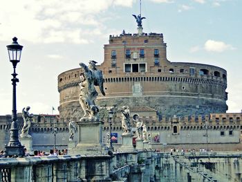 Low angle view of building against clear sky