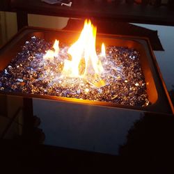 High angle view of fire at night