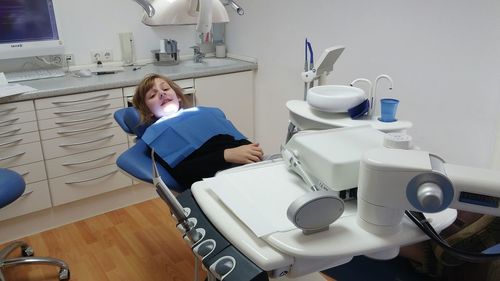 Portrait of girl at dental clinic