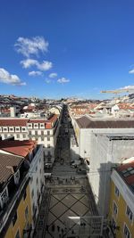 High angle view of buildings in city