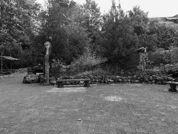 View of cemetery against trees