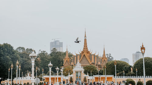 Panoramic view of temple building against clear sky