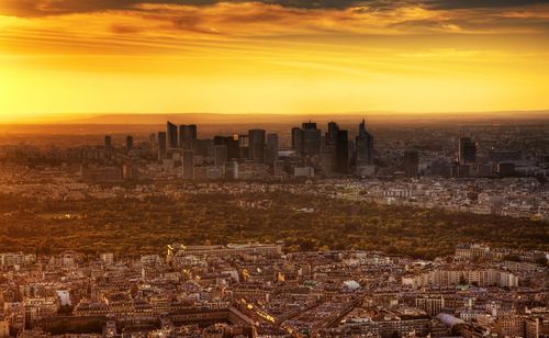 View of cityscape at sunset