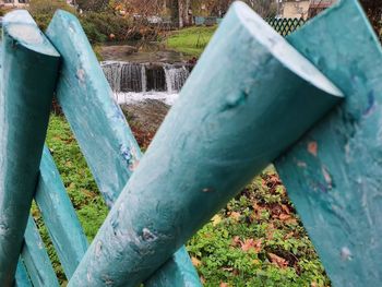 Close-up of metal railing