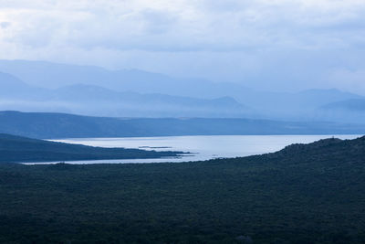 Scenic view of lake against sky