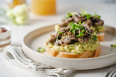 Close-up of food in plate on table