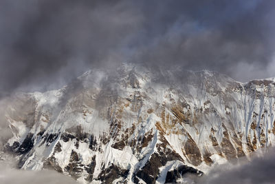 Panoramic view of snowcapped mountains against sky