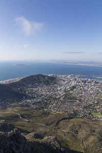 High angle view of cityscape against sky