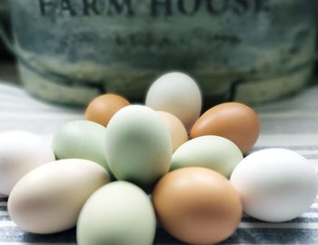 Close-up of eggs in container