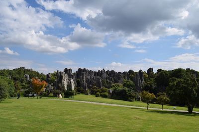 View of golf course against sky