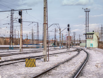 The railway hub in winter. trans-siberian railway.