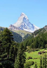 Scenic view of mountains against clear sky