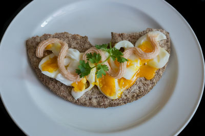 Close-up of breakfast served in plate