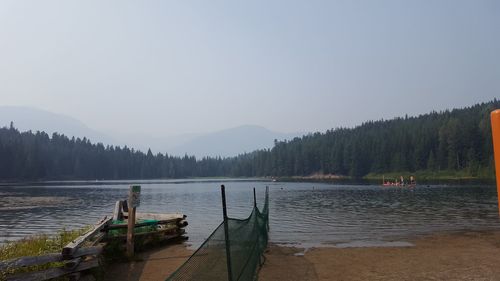 Scenic view of lake against clear sky