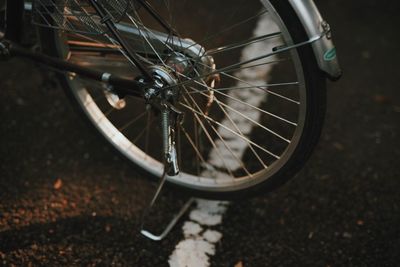 High angle view of bicycle on road