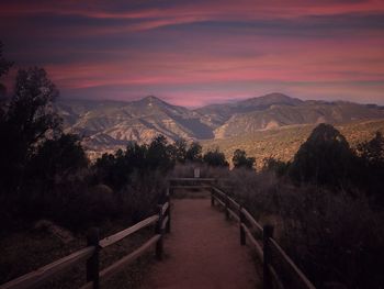 Scenic view of mountains against sky during sunset