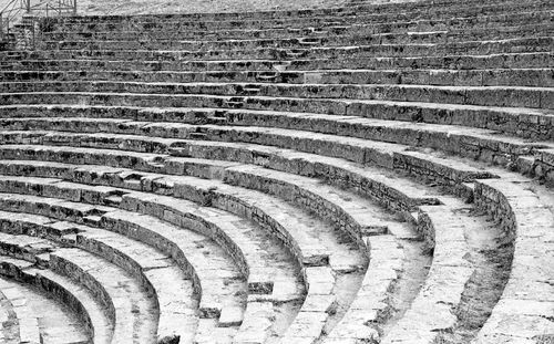 High angle view of old stone amphitheatre steps