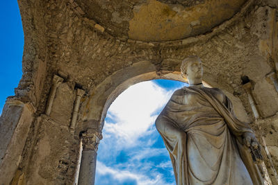 Low angle view of statue of a temple