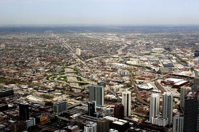 High angle view of townscape against sky