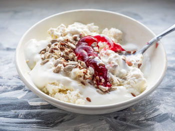 Close-up of breakfast served in bowl