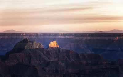 View of cliffs at sunset