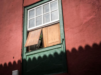 Low angle view of house window