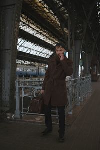 Man on railway station