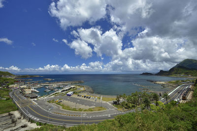 High angle view of sea against sky