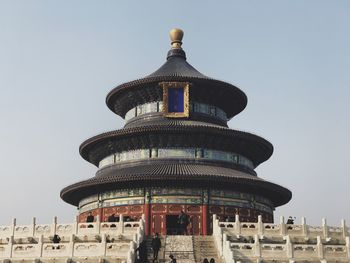 Low angle view of temple against clear sky