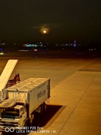 High angle view of illuminated airport at night
