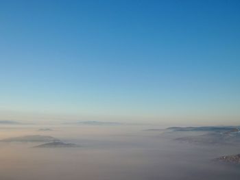 Scenic view of landscape against clear blue sky