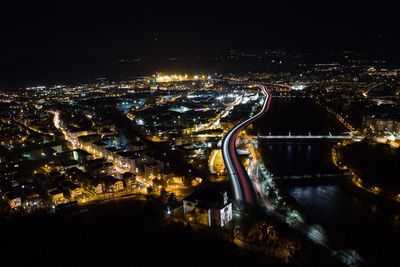 Idyllic view of illuminated cityscape at night