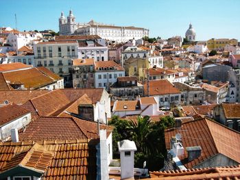 High angle view of townscape against sky