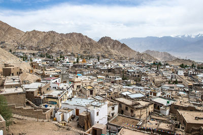 High angle view of townscape against sky