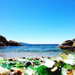 Scenic view of sea against clear sky