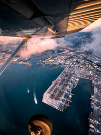 High angle view of cityscape against sky