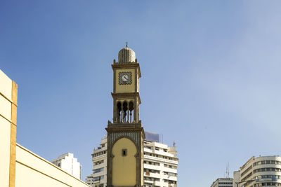 Old clock tower in historic medina at the center of casablanca