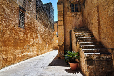 Narrow alley amidst buildings in city