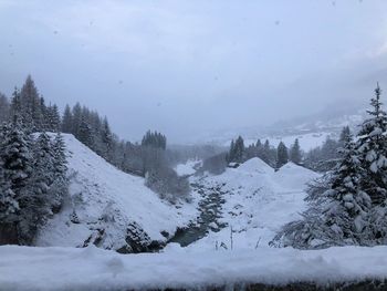 Scenic view of snow covered landscape against sky