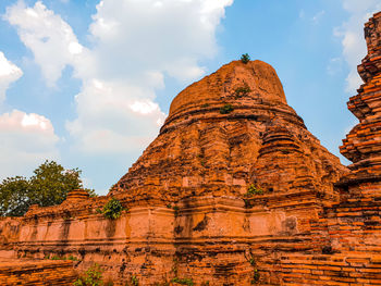 Low angle view of temple against cloudy sky