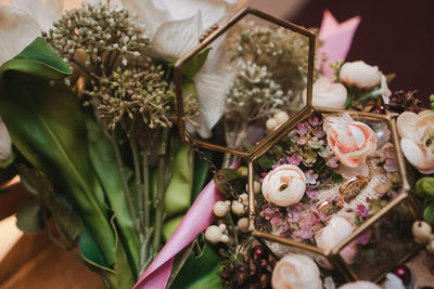 High angle view of bouquet on plant