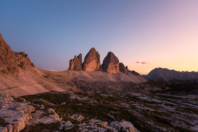 Scenic view of mountains against clear sky