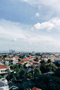 High angle view of townscape against sky, jakarta, indonesia