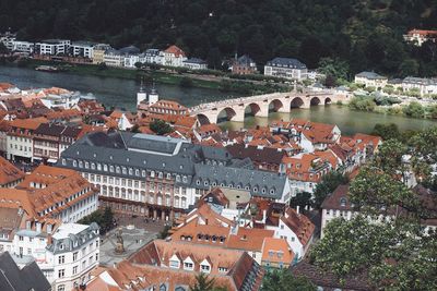 High angle view of city