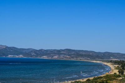 Scenic view of sea against clear sky